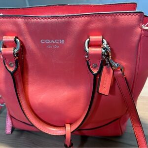 Coach Legacy Candace Mini Women's Coral Leather Tote Bag